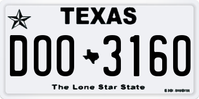 TX license plate DOO3160