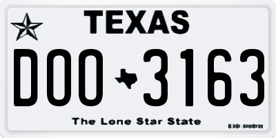 TX license plate DOO3163