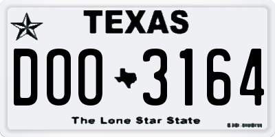 TX license plate DOO3164
