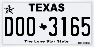 TX license plate DOO3165