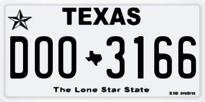 TX license plate DOO3166