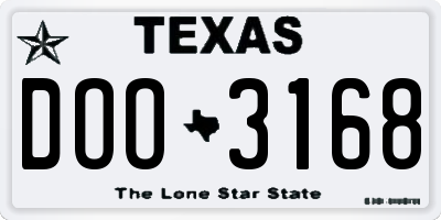 TX license plate DOO3168