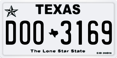 TX license plate DOO3169