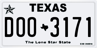 TX license plate DOO3171