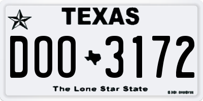 TX license plate DOO3172