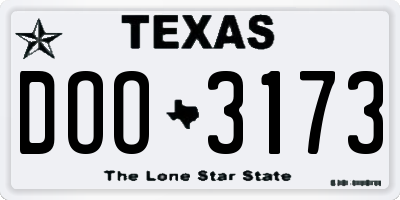 TX license plate DOO3173