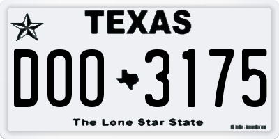 TX license plate DOO3175
