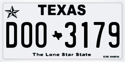 TX license plate DOO3179