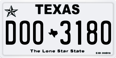 TX license plate DOO3180