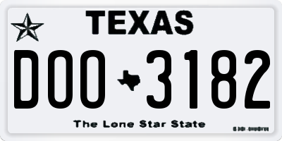 TX license plate DOO3182