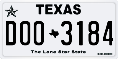 TX license plate DOO3184