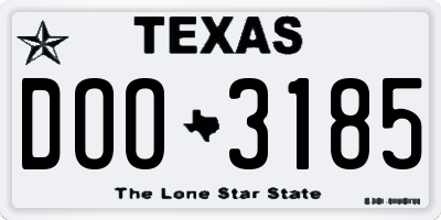 TX license plate DOO3185