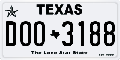 TX license plate DOO3188