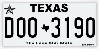 TX license plate DOO3190