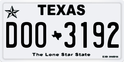 TX license plate DOO3192