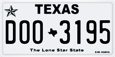 TX license plate DOO3195