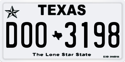 TX license plate DOO3198