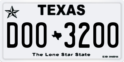 TX license plate DOO3200