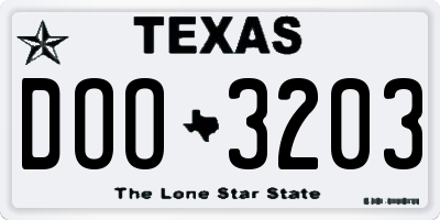 TX license plate DOO3203