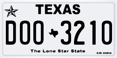 TX license plate DOO3210