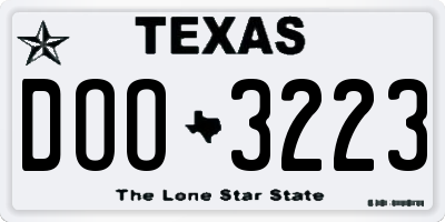 TX license plate DOO3223