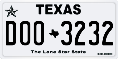 TX license plate DOO3232