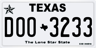 TX license plate DOO3233