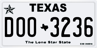 TX license plate DOO3236