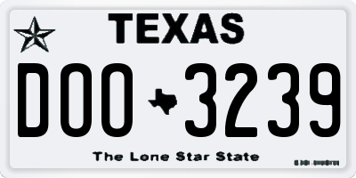 TX license plate DOO3239