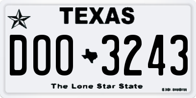 TX license plate DOO3243