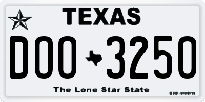 TX license plate DOO3250