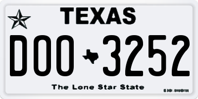 TX license plate DOO3252