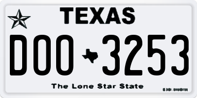 TX license plate DOO3253
