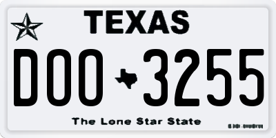 TX license plate DOO3255
