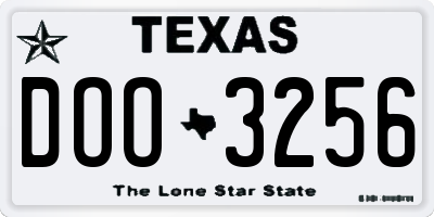 TX license plate DOO3256