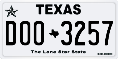 TX license plate DOO3257