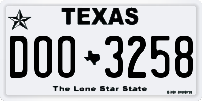 TX license plate DOO3258