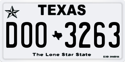 TX license plate DOO3263