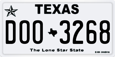 TX license plate DOO3268