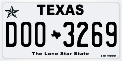 TX license plate DOO3269
