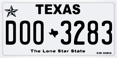 TX license plate DOO3283