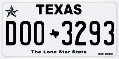 TX license plate DOO3293