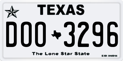TX license plate DOO3296