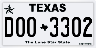 TX license plate DOO3302