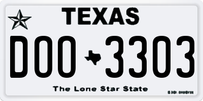 TX license plate DOO3303