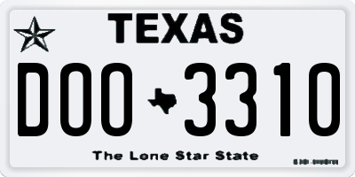 TX license plate DOO3310