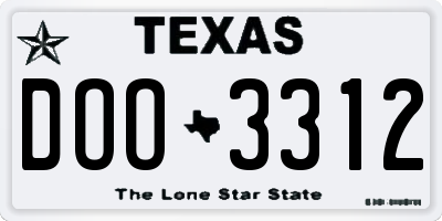 TX license plate DOO3312