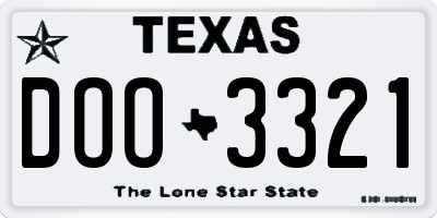 TX license plate DOO3321