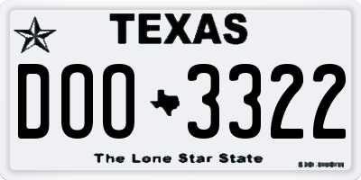 TX license plate DOO3322