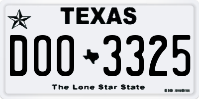 TX license plate DOO3325